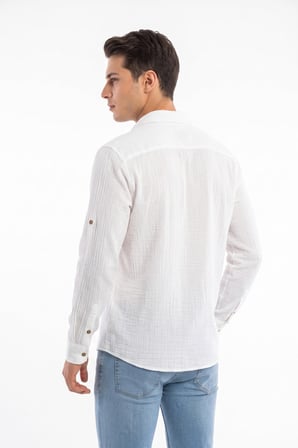 Erkek Nefes Alabilir Müslin Kumaş Uzun Kol Gömlek BGL-ST05593