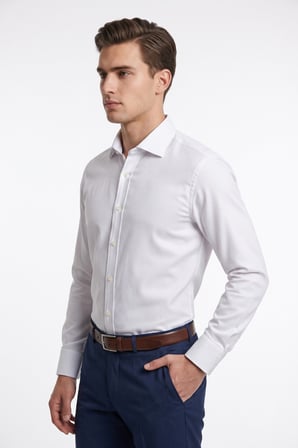 Erkek Slim Fitt Uzun Kol Armürlü Likralı Gömlek 2455 BGL-ST05602