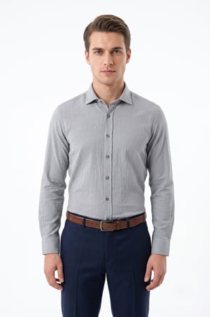 Erkek Slim Fitt Uzun Kol % 100 Pamuk Gömlek 2429 BGL-ST05603