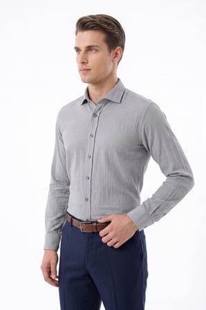 Erkek Slim Fitt Uzun Kol % 100 Pamuk Gömlek 2429 BGL-ST05603