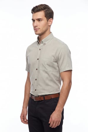 Erkek Klasik Tek Cepli %100 Cotton Kısa Kol Gömlek BGL-ST05624