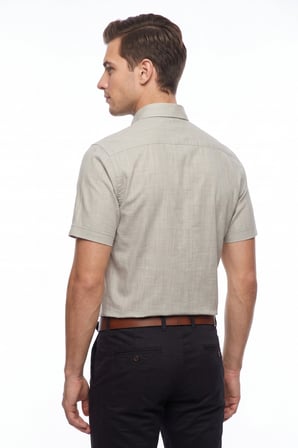 Erkek Klasik Tek Cepli %100 Cotton Kısa Kol Gömlek BGL-ST05624