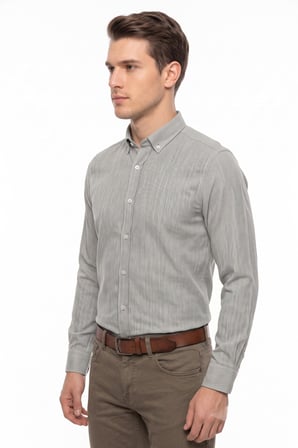Erkek Slim Fitt Uzun Kol % 100 Pamuk Gömlek BGL-ST05627