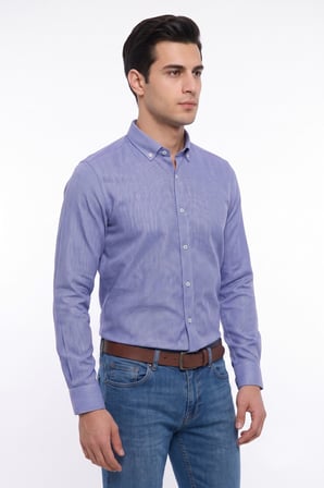 Erkek Slim Fitt Uzun Kol % 100 Pamuk Gömlek BGL-ST05627