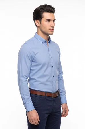 Erkek Slim Fitt Uzun Kol Petek Dokulu Gömlek BGL-ST05628