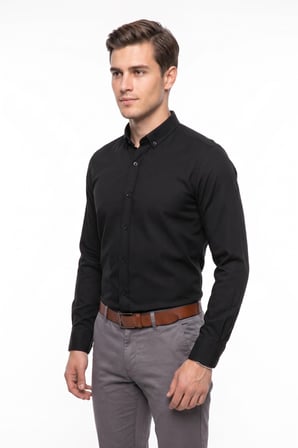 Erkek Slim Fitt Uzun Kol Petek Dokulu Gömlek BGL-ST05628