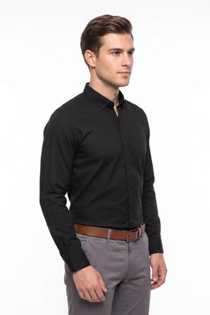 Erkek Slim Fitt Uzun Kol Petek Dokulu Gömlek BGL-ST05628