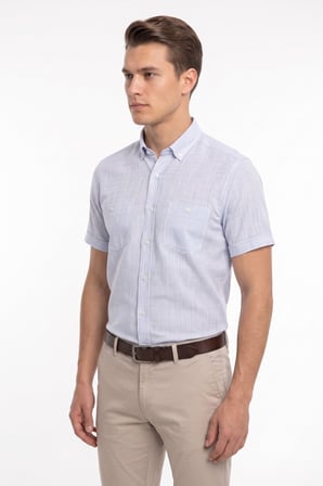 Erkek Çift Cepli  Cotton Kısa Kol Gömlek Bgl-St05647