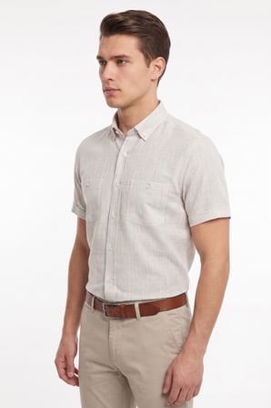 Erkek Çift Cepli  Cotton Kısa Kol Gömlek Bgl-St05647