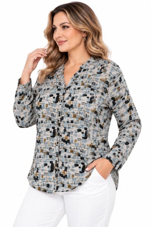 Kadın Düğmeli Modelli Bluz BGL-ST05659