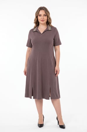 Kadın Polo Yaka Kısa Kol Likralı Elbise 7386 BGL-ST05664