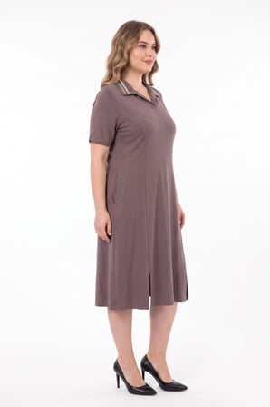 Kadın Polo Yaka Kısa Kol Likralı Elbise 7386 BGL-ST05664