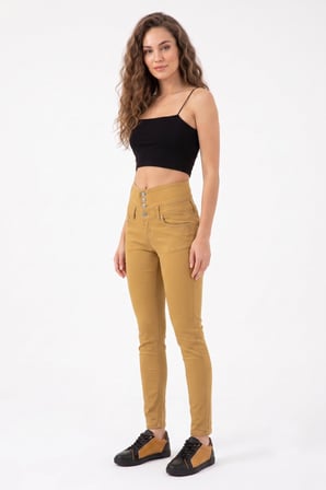 Kadın Yüksek Bel Kanvas Pantolon 01575 BGL-ST05670