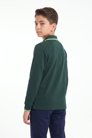 Erkek Çocuk Yeşil Selanik Polo Yaka Okul Sweatshirt BGL-ST05674
