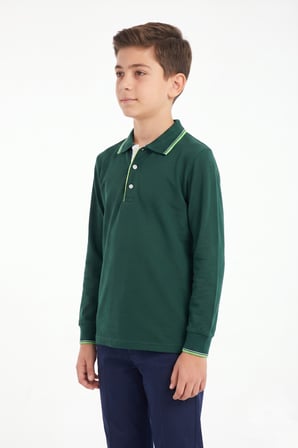Erkek Çocuk Yeşil Selanik Polo Yaka Okul Sweatshirt BGL-ST05675