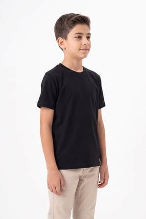 Erkek Siyah Sıfır Yaka Penye Tişört 5-8 BGL-ST05693