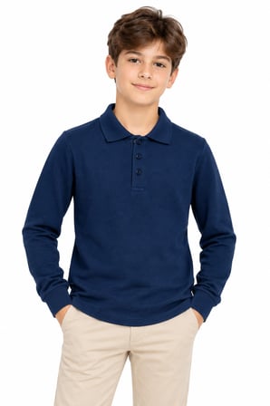 Erkek Lacivert Polo Yaka Mevsimlik Sweatshirt  BGL-ST05697
