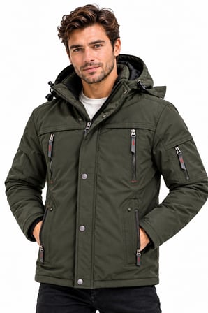 Erkek Su İtici Cepli Peluş Astarlı Kapüşonlu Mont BGL-ST05817