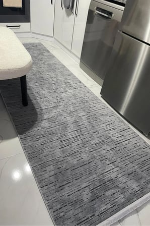 Enti Terrace 8202 Gri Iskandinav Halı Yıkanabilir Kesme Yolluk Koridor Kaymaz Çocuk Odası