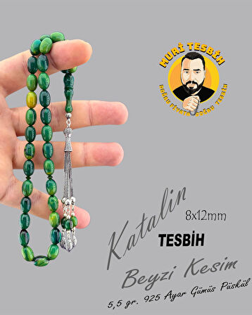 MURİ TESBİH 5,5 GR 925 AYAR GÜMÜŞ PÜSKÜL KATALİN BEYZİ KESİM 8X12