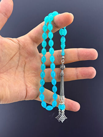 MURİ TESBİH 4,6 GR 925 AYAR GÜMÜŞ PÜSKÜL SUAT YEŞİLYURT UÇAK CAMI BEYZİ KESİM 7X11