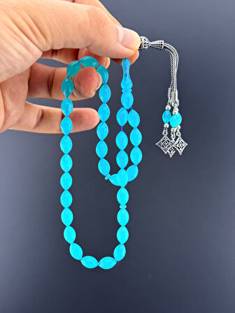 MURİ TESBİH 4,6 GR 925 AYAR GÜMÜŞ PÜSKÜL SUAT YEŞİLYURT UÇAK CAMI BEYZİ KESİM 7X11