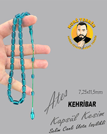 MURİ TESBİH SELİM CANLI ATEŞ KEHRİBAR KAPSÜL KESİM 7,25X11,50