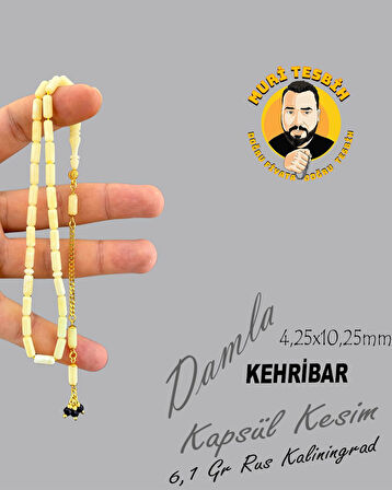 MURİ TESBİH 6,1 GR RUS KALİNİNGRAD DAMLA 925 AYAR GÜMÜŞ PÜSKÜL KAPSÜL KESİM 4,25X10,25