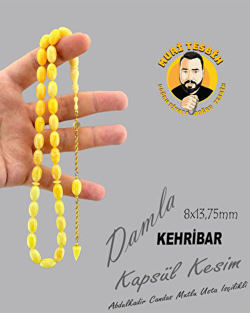 MURİ TESBİH 20 GR RUS KALİNİNGRAD DAMLA 14 AYAR ALTIN PSK.ABDULKADİR CANDAŞ MUTLU BEYZİ 8X13,75mm