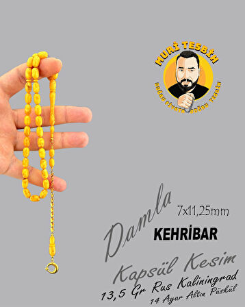 14 K ALTIN PÜSKÜL 13,5 GR RUS KALİNİNGRAD DAMLA KAPSÜL KESİM 7X11,25