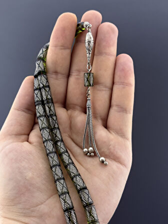 1000 AYAR İŞLEMELİ KAMİL PUĞ  ATEŞ KEHRİBAR 925 AYAR PÜSKÜL KESME KESİM 7,75X11mm
