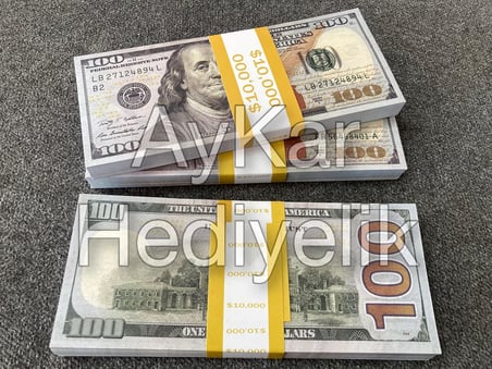 100 adet 100 dolar geçersiz yazılı düğün doları