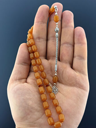 MURİ TESBİH 3,7 GR 925 AYAR GÜMÜŞ PÜSKÜL SIKMA KEHRİBAR KAPSÜL KESİM 7X10