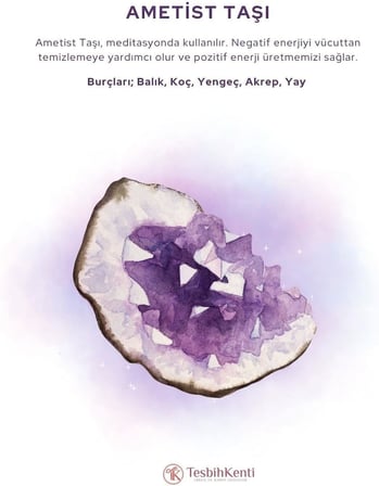 1. Kalite Ametist Taşı Tesbih