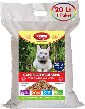 Bonny Nice Doğal Çam Peleti Kedi Kumu 10 Kg 20 Lt (1 Adet)