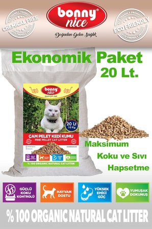 Bonny Nice Doğal Çam Peleti Kedi Kumu 10 Kg 20 Lt (1 Adet)