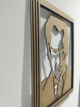 LED Işıklı Cumhuriyetin Kurucusu Atatürk Tasarımlı Ahşap Dekoratif Duvar Çerçevesi