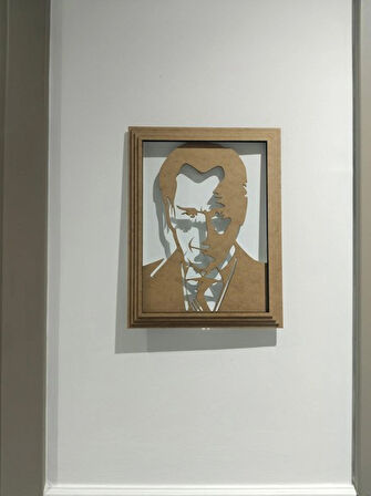 LED Işıklı Cumhuriyetin Kurucusu Atatürk Tasarımlı Ahşap Dekoratif Duvar Çerçevesi