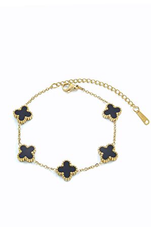 Çelik Sedefli Yonca Bileklik Van Cleef Model 