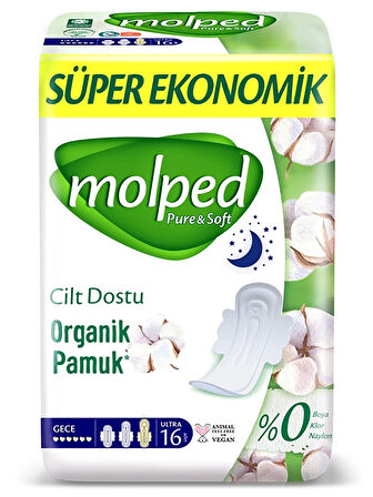 Molped Pure&soft Gece Ped Süper Eko 16 Adet
