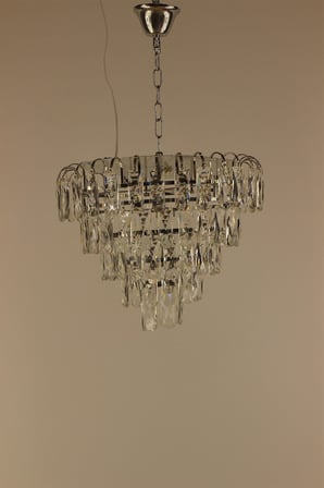 Modern Gümüş Katlı Kristal Şelale Modeli 4 Modlu Şık Salon Led Sarkıt