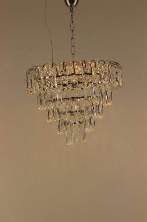 Modern Gümüş Katlı Kristal Şelale Modeli 4 Modlu Şık Salon Led Sarkıt