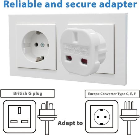 Kyrotech İngiltere’den AB’ye Seyahat Adaptörü, UK G Tip 3 Pin’den Avrupa E/F Tipi 2 Pin Priz Dönüştürücü, Güvenlik Kilitli, 240V 10A, 16A, Fransa, Almanya, Hollanda, Polonya, İsveç Uyumlu