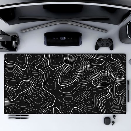90X40 CM XXL Gaming Mouse Pad [High Density Hybrid Kumaş] [Kaymaz Taban] [Yüksek Çözünürlüklü Baskı] Fare Altlığı Oyuncu Mousepad (Siyah İzohips)