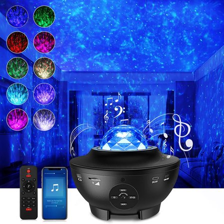 Yıldızlı gökyüzü projektörü LED Galaxy Light, yıldızlı projektör ışığı, bulutlar ve yıldızlar, Bluetooth hoparlör fonksiyonu, yıldız projektör, sevgililer günü için gece lambası (mor)