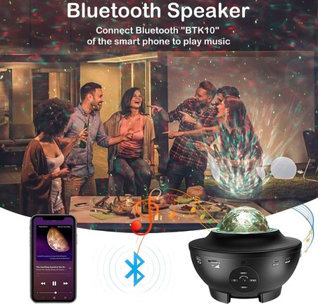 Yıldızlı gökyüzü projektörü LED Galaxy Light, yıldızlı projektör ışığı, bulutlar ve yıldızlar, Bluetooth hoparlör fonksiyonu, yıldız projektör, sevgililer günü için gece lambası (mor)