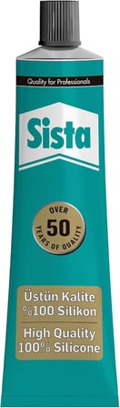 Sista Universal Silikon, Üstün kalite %100 Şeffaf Silikon, Mutfak, Banyo ve Pencereler İçin Hızlı Kuruyan Dolgu Macunu, Sararma ve Küflenme Yapmaz, 50 gr Tüp