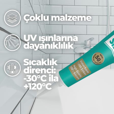 Sista Universal Silikon, Üstün kalite %100 Şeffaf Silikon, Mutfak, Banyo ve Pencereler İçin Hızlı Kuruyan Dolgu Macunu, Sararma ve Küflenme Yapmaz, 50 gr Tüp