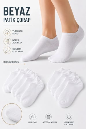 unisex beyaz patik çorap 30 çift