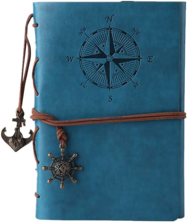 Vintage doldurulabilir notebook, birinci sınıf PU-Deri klasik kabartmalı Travel Journal günlük boş sayfa ve retro kolye ucu